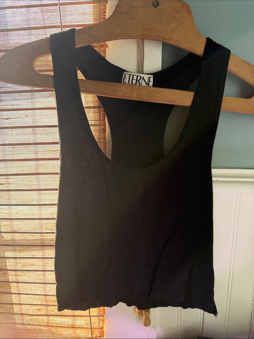 2 Eterne Black and Grey Ribbed Racerback Crop Tank